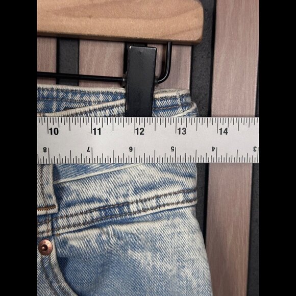 Abercrombie & Fitch Mom Jeans 27 Blue Stone Wash Frayed Ultra High Rise Belted - Picture 3 of 8